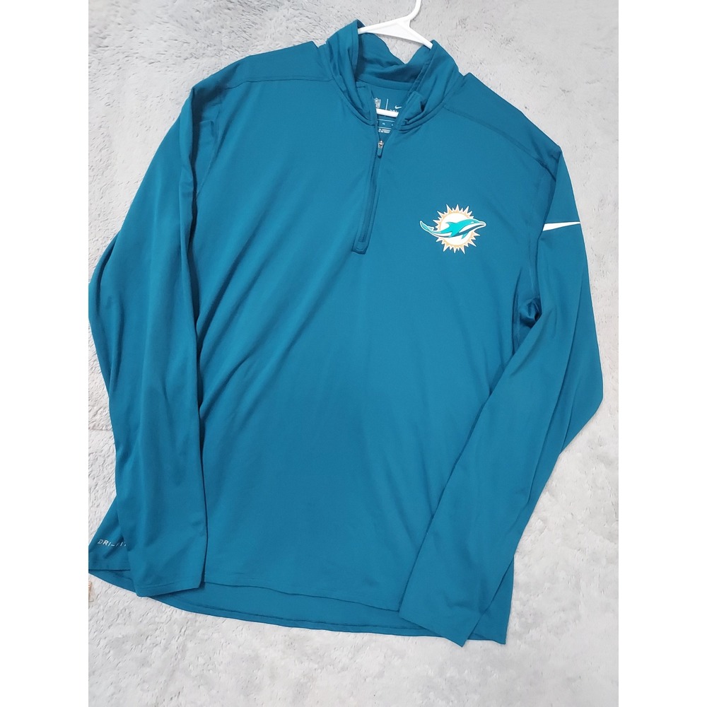 Miami Dolphins Pullover Men XL Nike Dri Fit NFL Football Teal Jersey Quarter Zip